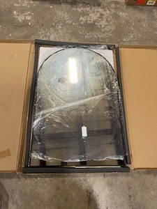 24 in. W x 36 in. H Arched Black Aluminum Alloy Framed Wall Mirror