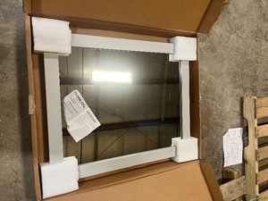 26 in. W x 32 in. H Rectangular Wood Framed Wall Bathroom Vanity Mirror in Pearl Gray