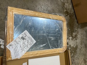 Medium Arched Natural Wood Framed Mirror (36 in. W x 24 in. H)