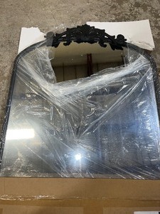 24 in. W x 38 in. H Arched Black Aluminum Alloy Framed Decorative Wall Mirror