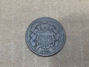lot 120 image: Look 1864 Small Motto 2 Cent Piece