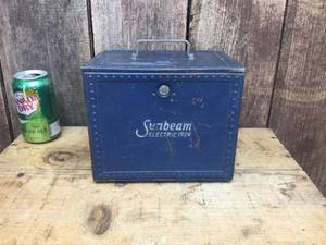lot 148 image: Vintage Sunbeam Electric Iron Metal Carry Case