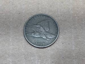 lot 165 image: 1857 U.S. Flying Eagle Cent - VF 12