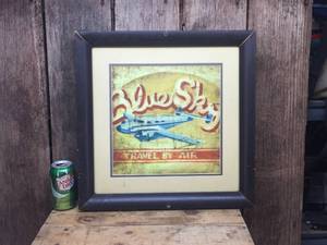 lot 191 image: Framed Blue Sky Travel By Air - 18 12 x 18 12