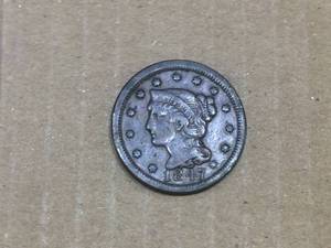 lot 216 image: 1847 U.S. Braided Hair Large Cent - F12