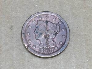 lot 218 image: 1850 U.S. Braided Hair Cent