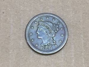 lot 220 image: 1854 U.S. Braided Hair Cent