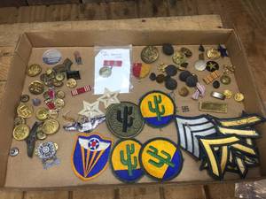 lot 235 image: Vintage U.S. Military Pins - Medals - Patches - WWII