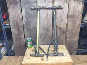 lot 236 image: 2 Antique Brass Tire Pumps Including Early Ford