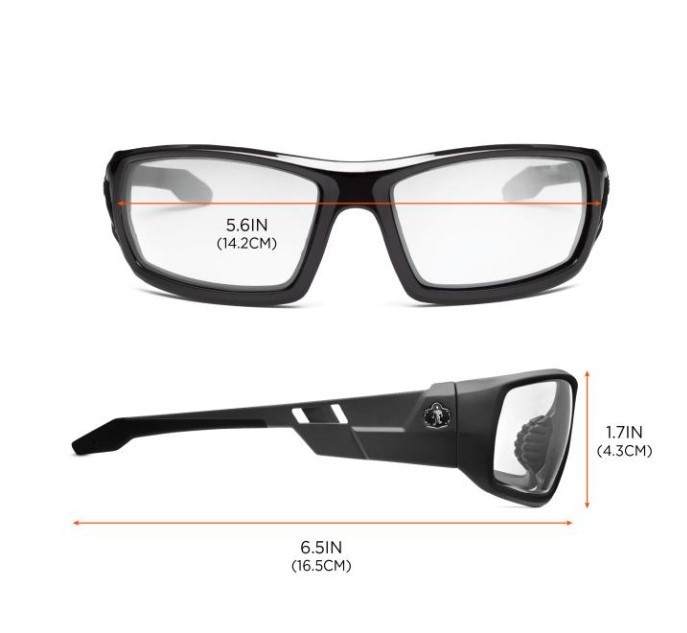 lot 733 image: NEW 2 Pack of Ergodyne Skullerz ODIN Safety Glasses-Eye Protection Clear Lens Black Frame