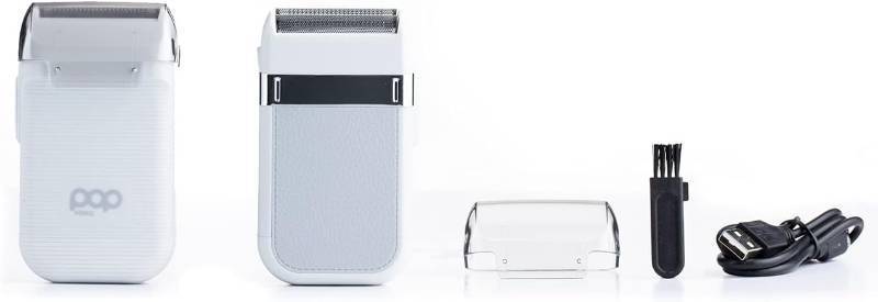 lot 717 image: Pop Sonic Zip Compact Electric Shaver for Men - Grey Splash Proof Face Shaver - Wet & Dry