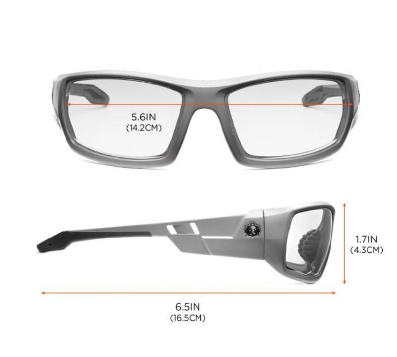 lot 720 image: NEW 2 Pack of Ergodyne Skullerz ODIN Safety Glasses-Eye Protection Clear Lens Matte Gray Frame