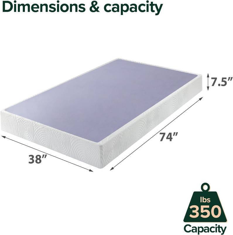 lot 123 image: ZINUS Metal Box Spring with Wood Slats, 7.5 Inch Mattress Foundation, Sturdy Steel Structure, Easy Assembly, Twin