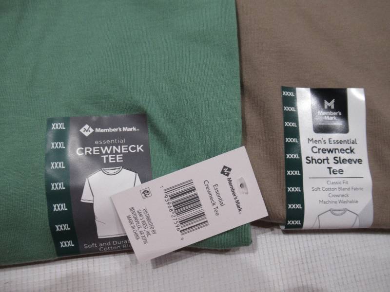 lot 305 image: NEW 3 Pack of Members Mark Mens Essential Crewneck Short Sleeve T-Shirts (RedGreenBrown) - 3XL