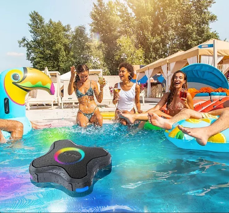 lot 307 image: NEW ION Audio Aquaboom X Floating Waterproof Bluetooth Speaker with LEDs and Rechargeable Battery