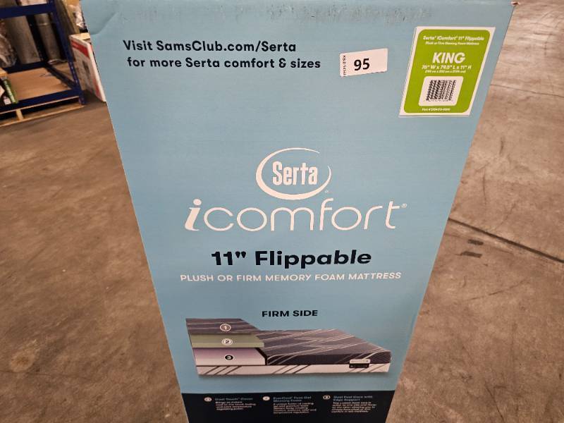 lot 95 image: NEW Serta iComfort 11 Flippable Plush or Firm Memory Foam Mattress, KING