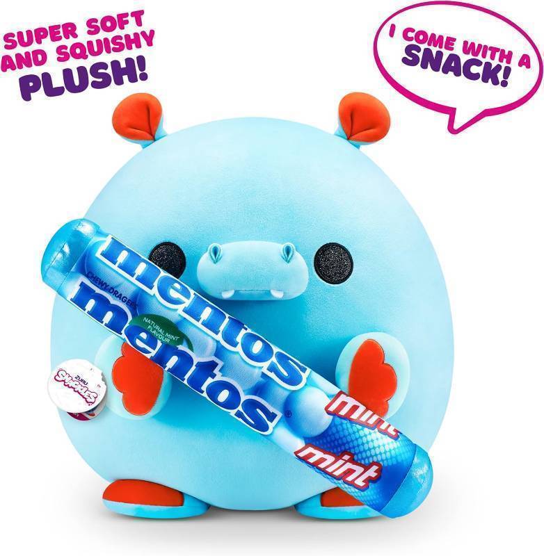 lot 162 image: (Mentos Hippo Super Sized 14 inch Plush by ZURU, Ultra Soft Plush, Collectible Plush with Real Licensed Brands, Stuffed Animal