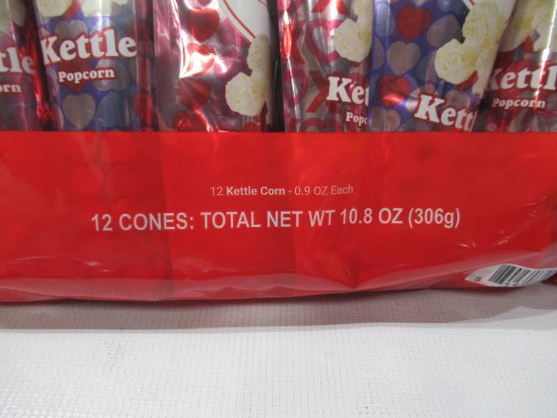 lot 224 image: NEW 2 Pack of Popcornopolis 12-Cone Valentines Day Gift Packs (10.8 Ounce) - 24 Total