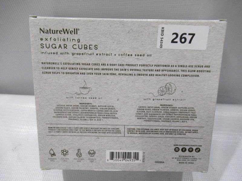 lot 267 image: NEW NatureWell Exfoliating Sugar Cubes, Grapefruit and Coffee, 20 cubes, 2 pk.