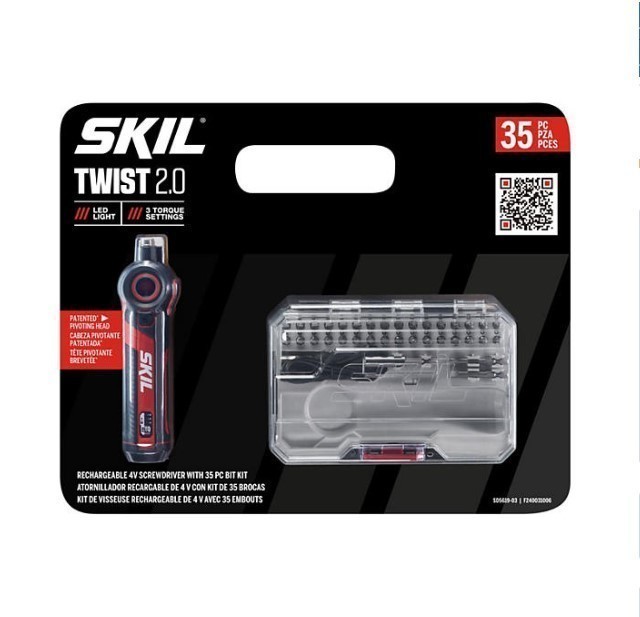 lot 269 image: NEW SKIL 4V Rechargeable Screwdriver With 35-Piece Bit Kit