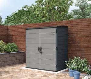 lot 110 image: NEW Suncast 6 x 4 Vertical Shed - BMS6284 - Gray
