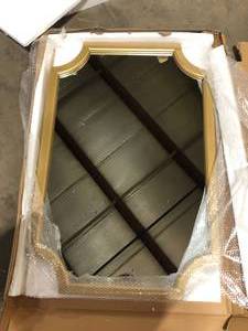 lot 3 image: Kate and Laurel Medium Irregular Gold Contemporary Mirror (36 in. H x 24 in. W) Customer Returns See Pictures