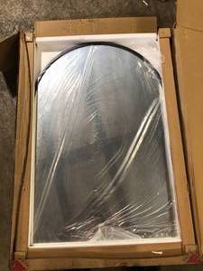 lot 18 image: 24 in. W X 36in. H Arched RecessedSurface Mount Medicine Cabinet with Mirror in Black Customer Returns See Pictures