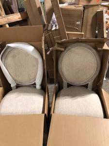 lot 26 image: Lot of 2 MODWAY Arise Vintage French Beige Upholstered Fabric Dining Side Chair     Customer Returns See Pictures