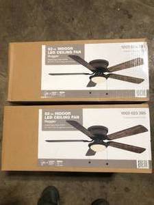 lot 37 image: Lot of 2 Hugger 52 in. LED Espresso Bronze Ceiling Fan Customer Returns See Pictures