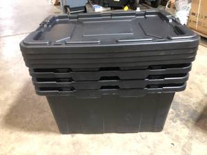 lot 40 image: Lot of  Sterilite 27 Gal. Industrial Storage Bin in Black Customer Returns See Pictures