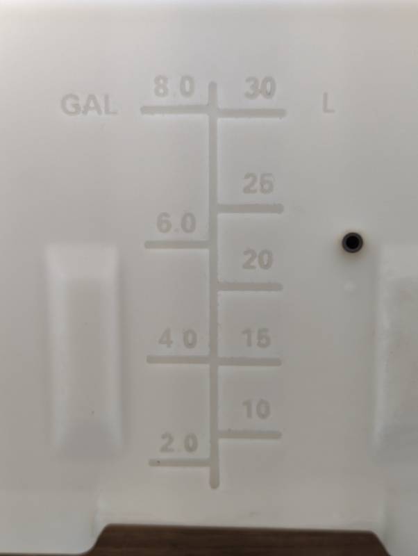 lot 50 image: 8 Gallon Poly Tank - No Cover - Mounting Sprockets and Drain