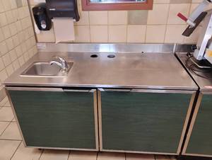 DUKE COMMERCIAL RESTAURANT STAINLESS STEEL BACK COUNTER WITH HAND SINK