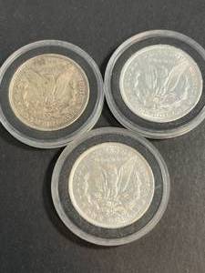 GROUP OF 3 US 1921 MORGAN SILVER DOLLARS IN AIRTITES