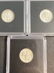 GROUP OF 3 BU US ROOSEVELT DIMES 1963 1964 1964-D