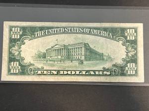 1934A US GREEN SEAL $10 FEDERAL RESERVE NOTE
