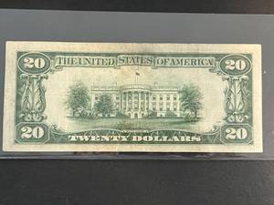 1934 US GREEN SEAL $20 FEDERAL RESERVE NOTE
