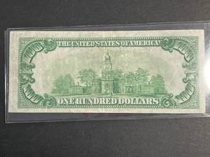 1934 US GREEN SEAL $100 FEDERAL RESERVE NOTE