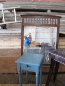 lot 57 image: Mixed Lot of Household Furniture - Mirror, Tables, and Shelves