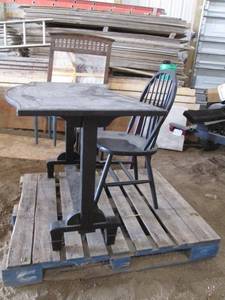 lot 58 image: Black Wooden Desk with Chair