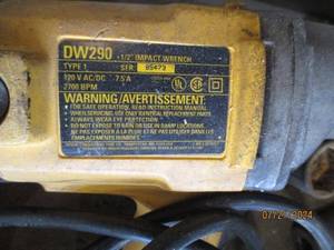lot 109 image: DeWALT DW290 12 Inch Impact Wrench with Assorted Sockets in Metal Case
