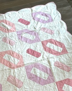 lot 161 image: Pretty Patterned Vintage Quilt with Pink Accents
