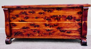 lot 12 image: Vintage Beautiful Stained Wood Cedar Chest