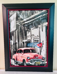 lot 60 image: Vintage Wall Art Viva Cuba Street Cars