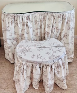 lot 53 image: Vintage Stool and Vanity with Matching Covers