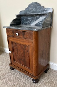 lot 1 image: Vintage Marble Top Commode with Drawer