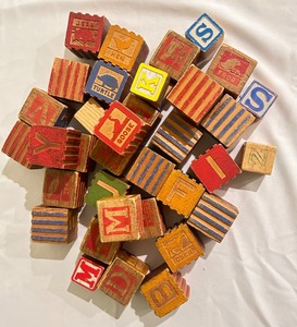 lot 199 image: Vintage Wooden Alphabet Blocks