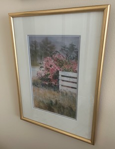 lot 194 image: Wild Tea Roses Framed Print Signed by Nancy St. Lawrence