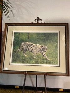 lot 5 image: Charles Frac  White Tiger Limited Edition Signed and Numbered Fine Art Print