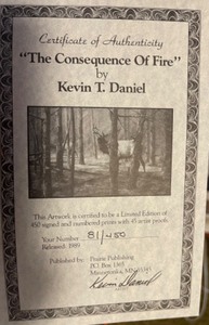 lot 32 image: The Consequence of Fire Limited Edition Fine Art Print SN with Certificate of Authenticity