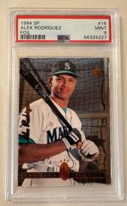 lot 6B image: Alex Rodriguez RC PSA Graded 9 Mint Foil 1994 SP #15 Rookie Baseball Card
